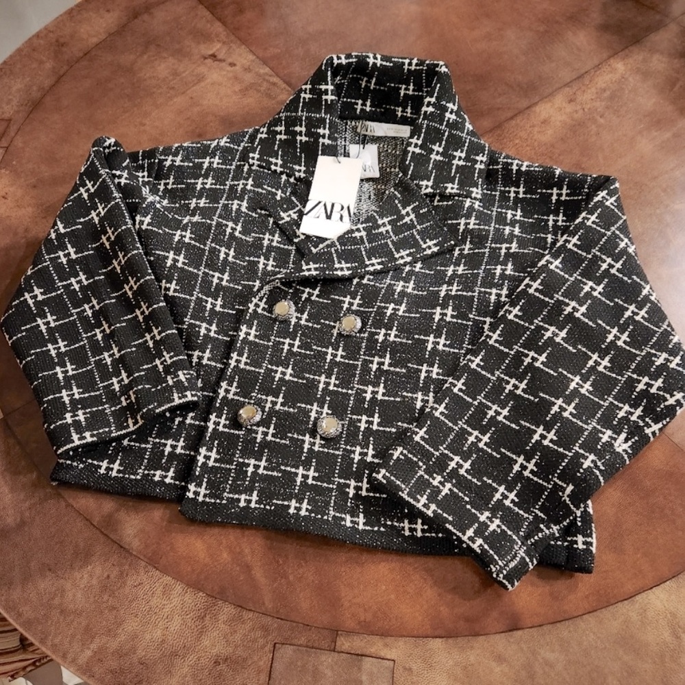 ZARA Knit Cardigan Jacket Metallic Thread Small